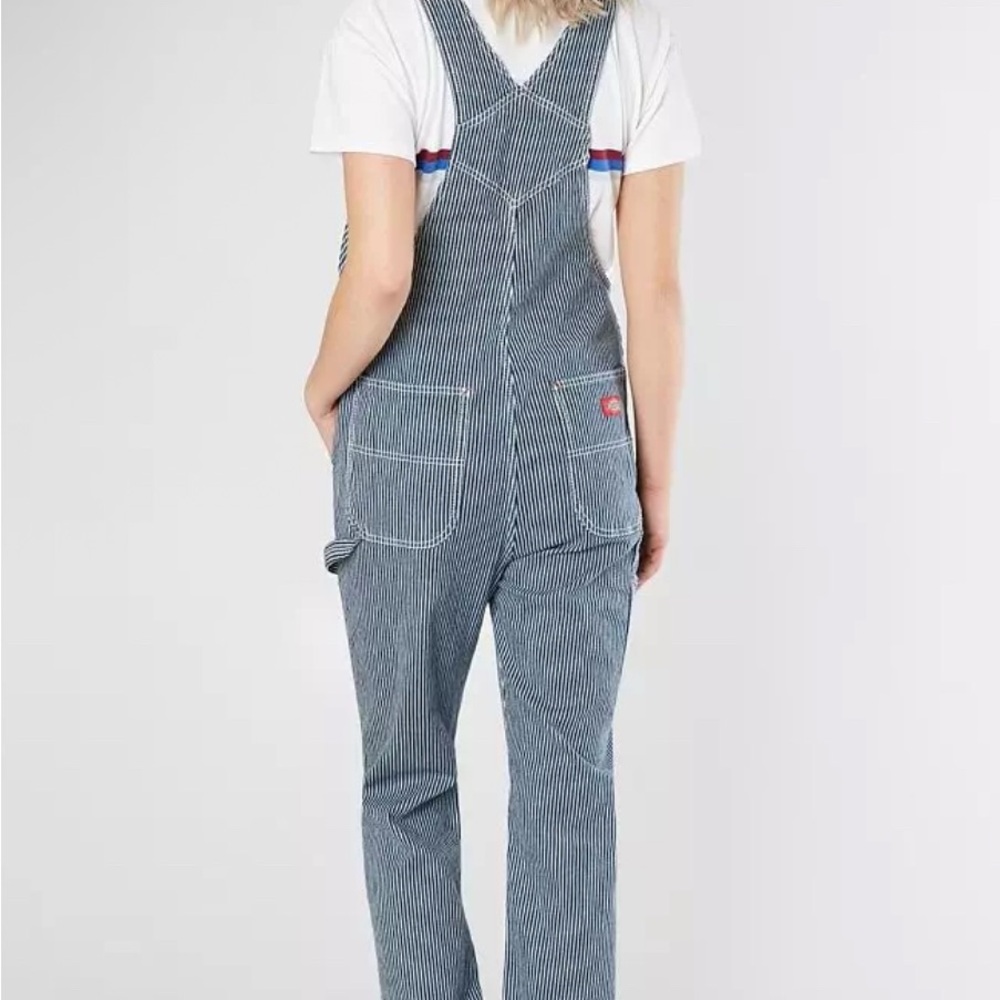 Dickies Women's Hickory Navy/White Striped Overalls Size X-Large - Picture 2 of 9